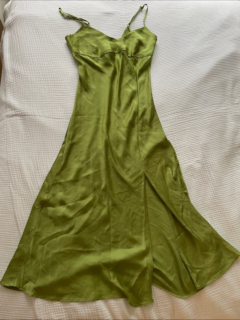 Free People Mojito Lime Green Satin Slip Maxi Dress